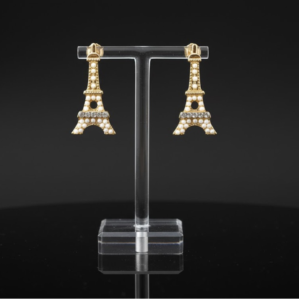 Gold Eiffel Tower Earrings Vintage